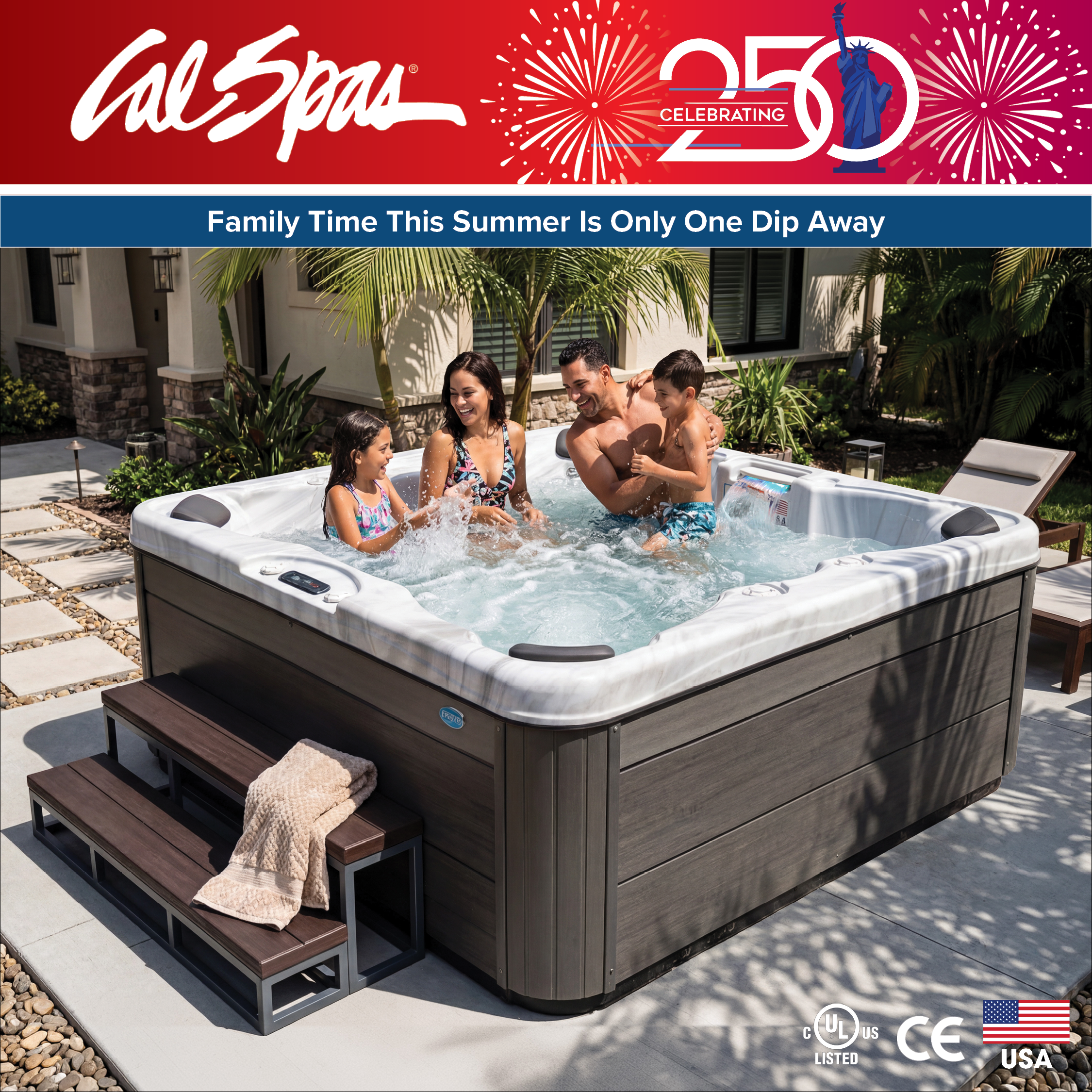 Calspas hot tub being used in a family setting - Inglewood